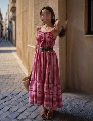 Vestido Zara rosa y rojo