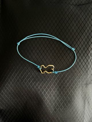 Pulsera Tous Oso Dorado y Cordón Azul