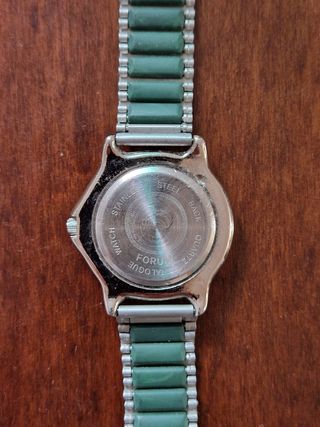 Orologio Forum Argentato e Gomma Verde 