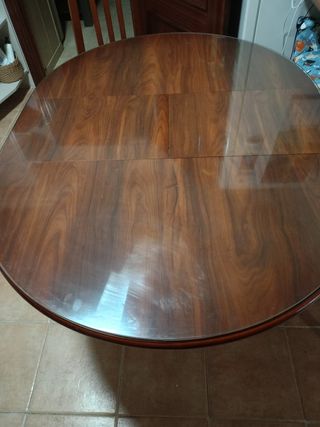 Mesa de comedor extensible madera y cristal