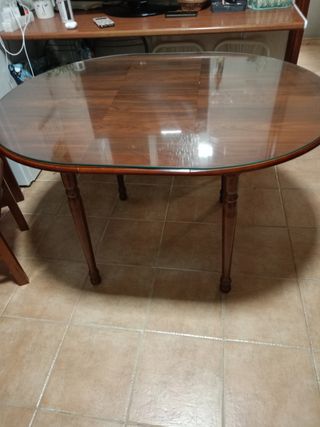 Mesa de comedor extensible madera y cristal