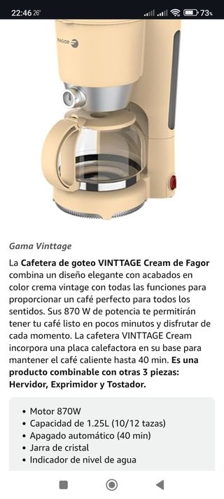 Cafetera Fagor Goteo Beige
