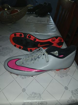 Zapatillas Fútbol Nike Mercurial Gris/Rosa