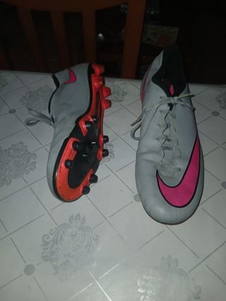 Zapatillas Fútbol Nike Mercurial Gris/Rosa