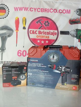 Super Taladro Percusión Parkside 12V con batería 