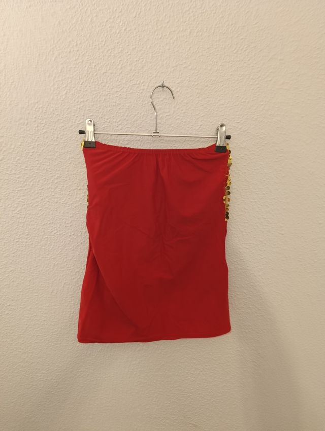 Top lentejuelas dorado y rojo