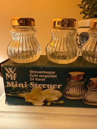 Set Saliere WMF Vetro Tappo Placcato Oro 24k