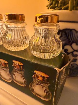 Set Saliere WMF Vetro Tappo Placcato Oro 24k