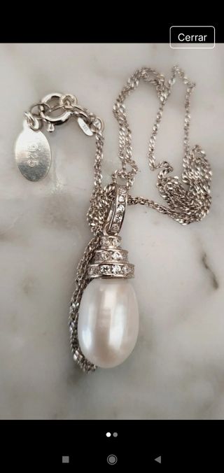 Collar Plata 925 Perla y Circonitas
