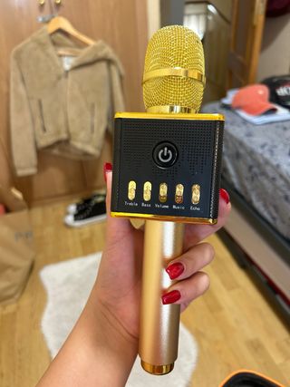Micrófono Karaoke Inalámbrico Bluetooth Dorado