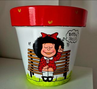 Maceta Mafalda cerámica pintada a mano