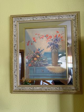 Cuadros decorativos  con marco dorado y espejo