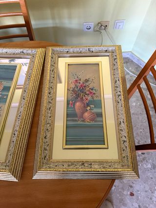 Cuadros decorativos  con marco dorado y espejo