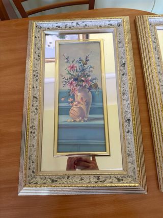 Cuadros decorativos  con marco dorado y espejo