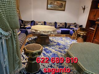 Sofá Marhba Sagunto Azul y Dorado
