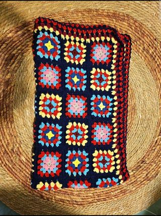Manta Crochet Azul Marino Multicolor