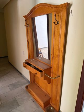 Mueble recibidor madera con espejo