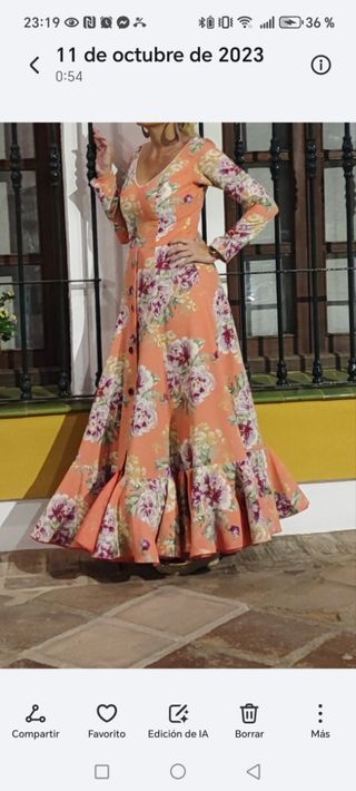 Traje de flamenca naranja floral