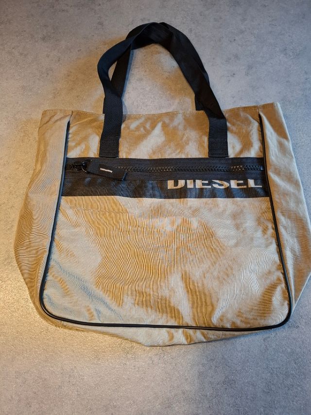 Borsa a spalla Diesel unisex beige e nera nuova