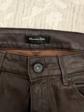 Vaqueros Massimo Dutti Marrones Efecto Piel