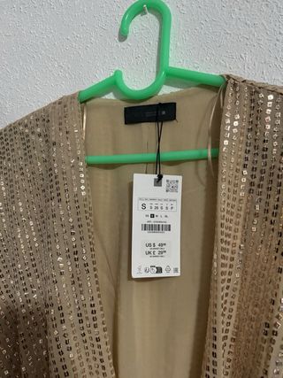 Blusa fiesta lentejuelas doradas Zara Talla S