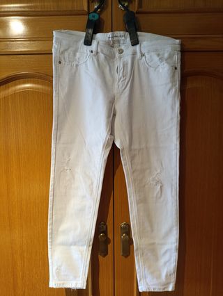 Pantalón vaquero blanco mujer talla M