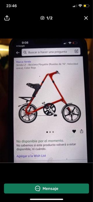 Bicicleta Strida Plegable Roja.