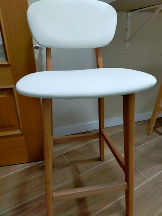 Banqueta/taburete altura media madera y blanco 