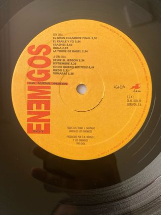 Vinilo Los Enemigos "La Vida Mata"