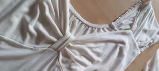 Abito longuette, color bianco panna, tg. S,cotone