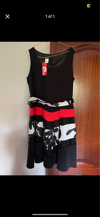 Vestido fiesta talla grande negro y rojo