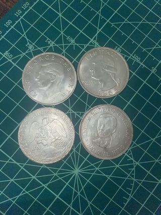 Lote 4 monedas antiguas: George VI, USA, México, B