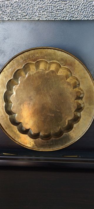 Piatto antico ottone decorato 40 cm