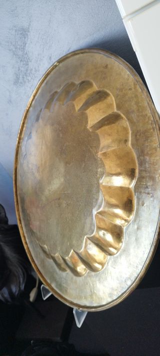 Piatto antico ottone decorato 40 cm