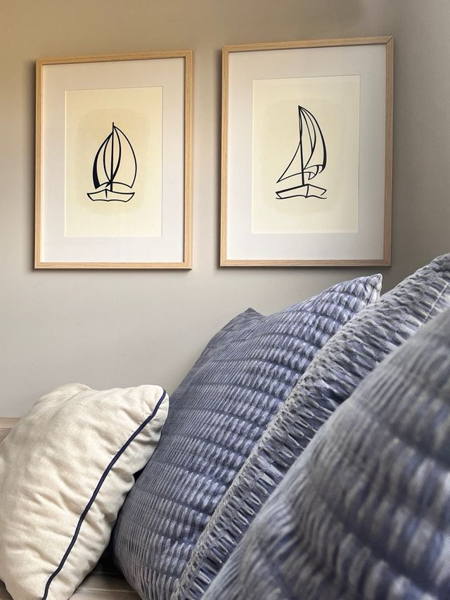 Barca a vela beige/grigia o beige/blu Cuadros