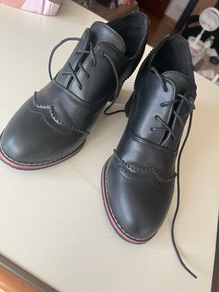Zapatos Oxford Tacón Talla Grande Negros