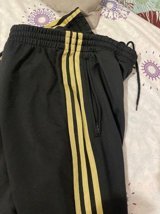 Pantalón Adidas Negro y Dorado Vintage