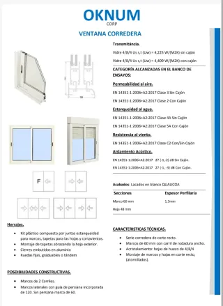 Ventana Nueva corredera aluminio PVC 80x80