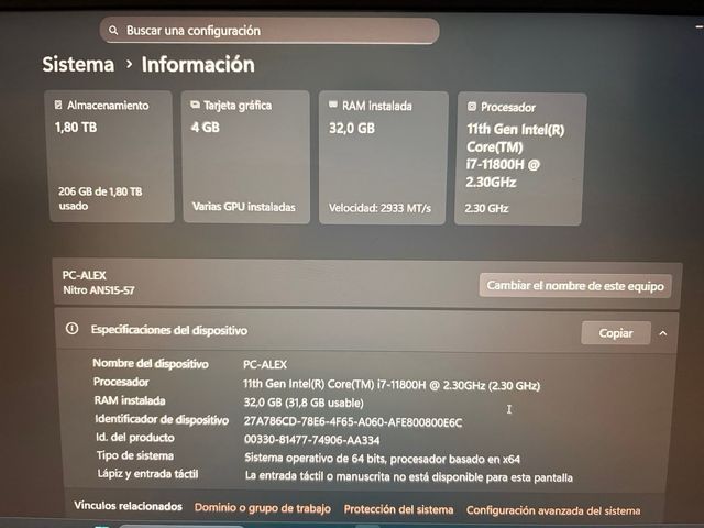 Acer Nitro 5 i7 32GB RAM 2TB SSD