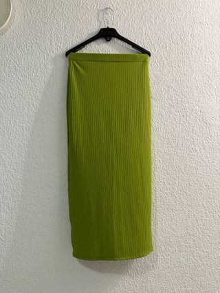 Falda Larga Verde Botones