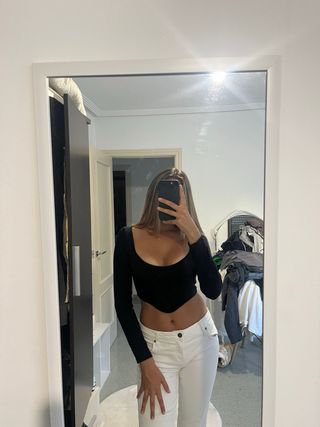 Top Zara Negro Manga Larga