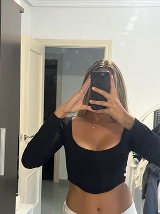 Top Zara Negro Manga Larga
