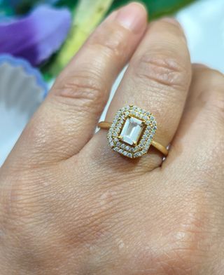 Anillo Princess de oro amarillo macizo de 18k