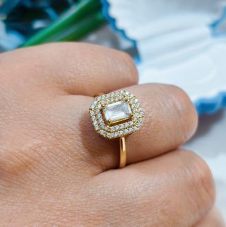 Anillo Princess de oro amarillo macizo de 18k