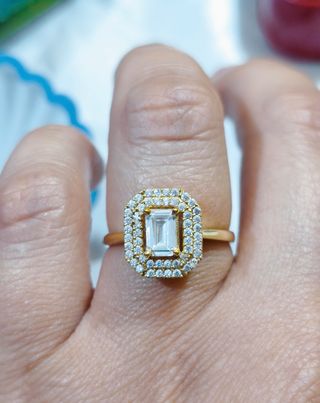 Anillo Princess de oro amarillo macizo de 18k