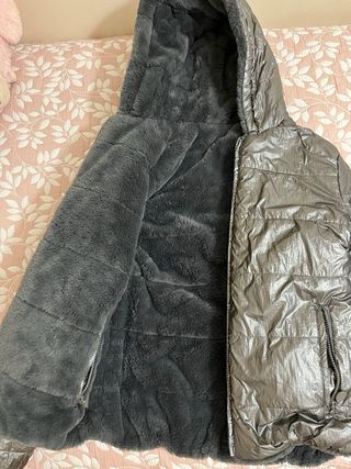 Chaquetón pelo reversible gris