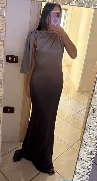 Vestito lungo sfumato marrone/grigio