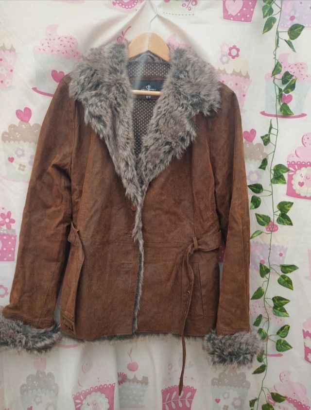 Abrigo de piel y borreguito / pelitos talla 46