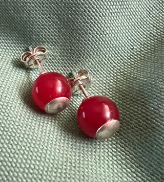 Pendientes Ágata Cornalina Roja Y Plata 925 