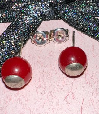 Pendientes Ágata Cornalina Roja Y Plata 925 